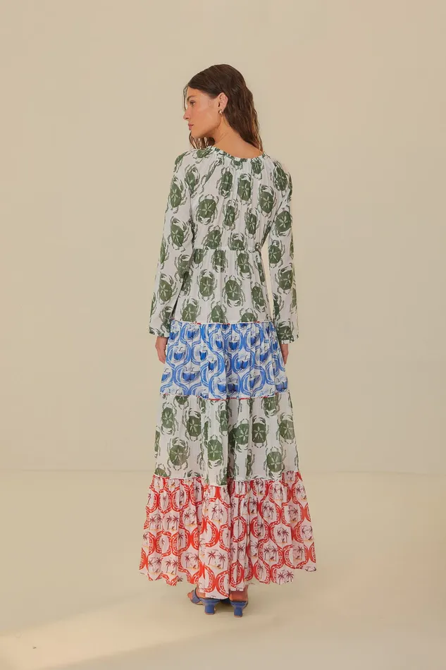 Stamp Mix Long Sleeve Maxi Dress Women Farm Rio Maxi Dresses