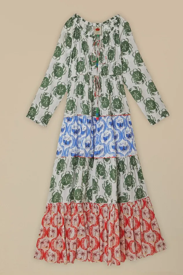 Stamp Mix Long Sleeve Maxi Dress Women Farm Rio Maxi Dresses