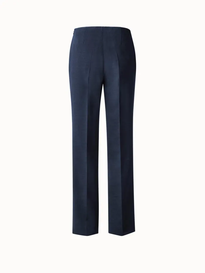 Straight Leg Pants In Wool DoubleFace Navy Women Akris Pants