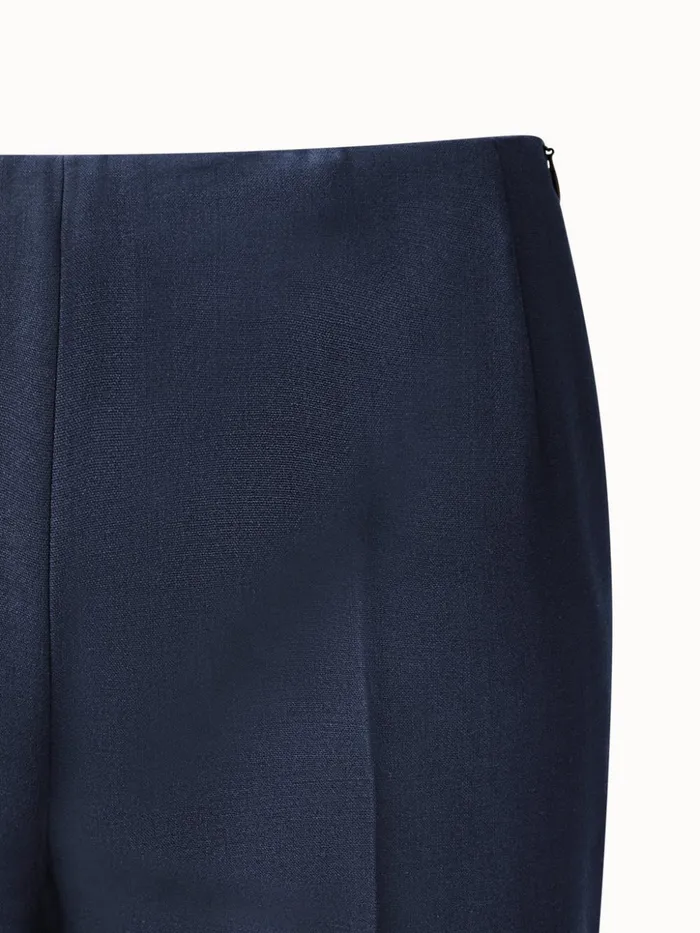 Straight Leg Pants In Wool DoubleFace Navy Women Akris Pants