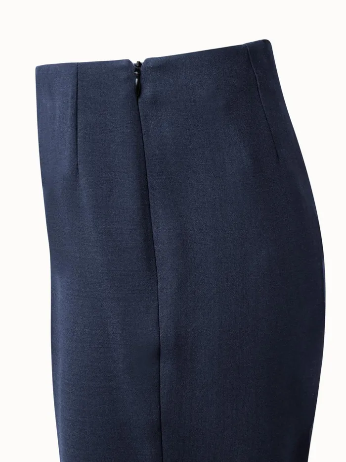 Straight Leg Pants In Wool DoubleFace Navy Women Akris Pants