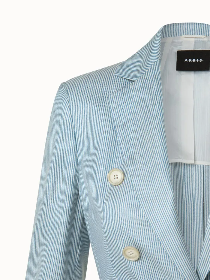 Striped Cashmere Silk Faux DoubleBreasted Jacket Alpseeecru Women Akris Jackets