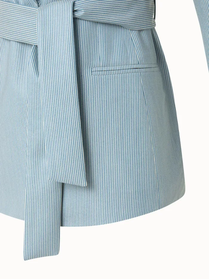 Striped Cashmere Silk Faux DoubleBreasted Jacket Alpseeecru Women Akris Jackets