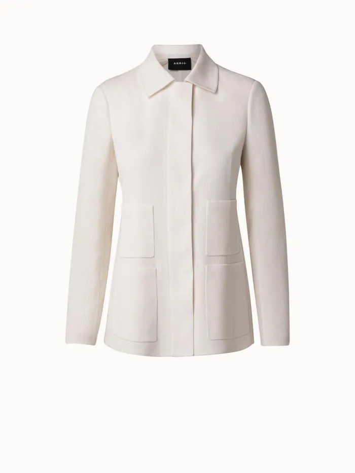 Structured Cotton Silk DoubleFace Jacket Ecru Women Akris Jackets