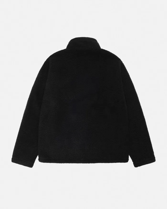 Stussy Outerwear POLAR FLEECE HALF ZIP MOCK NECK Black 8211 MenWomen
