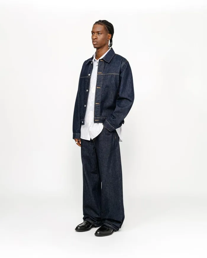 Stussy Outerwear TRUCKER JACKET DENIM Rinsed Indigo 8211 MenWomen