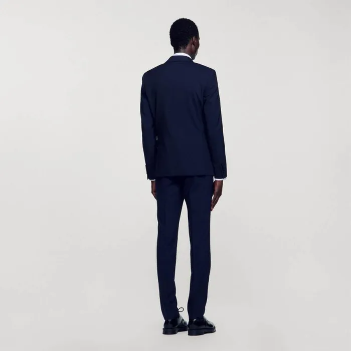 Suits and Blazers Men SANDRO Classic Wool Suit Jacket Navy Blue