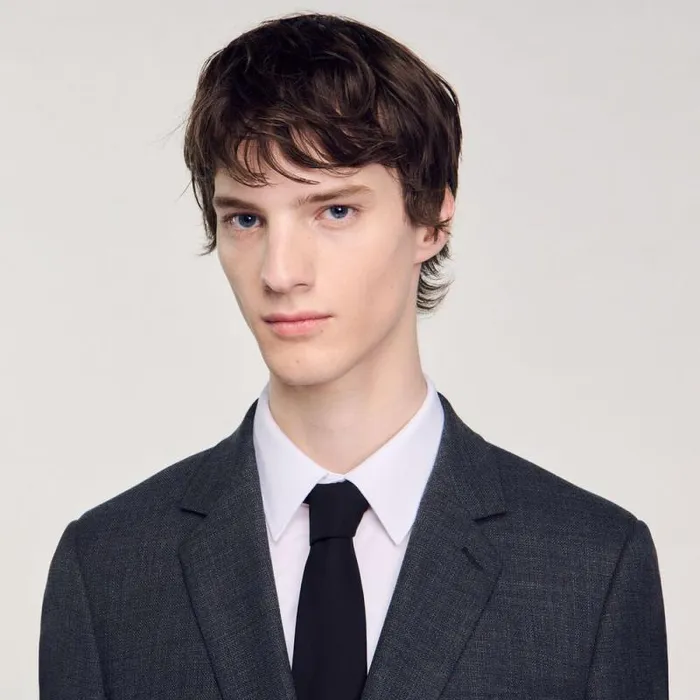 Suits and Blazers Men SANDRO Wool Suit Jacket Mocked Grey