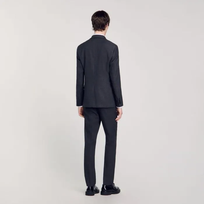 Suits and Blazers Men SANDRO Wool Suit Jacket Mocked Grey