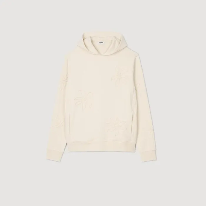 Sweaters and Cardigans Men SANDRO Floral Hoodie Ecru