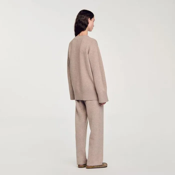 Sweaters and Cardigans Women SANDRO Long Rhinestone Cardigan Beige
