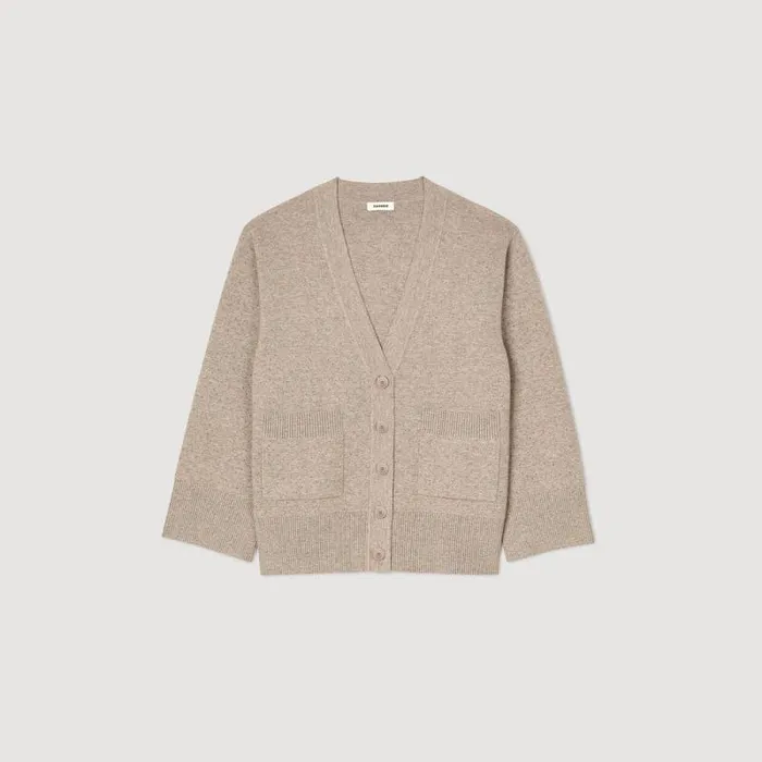 Sweaters and Cardigans Women SANDRO Long Rhinestone Cardigan Beige