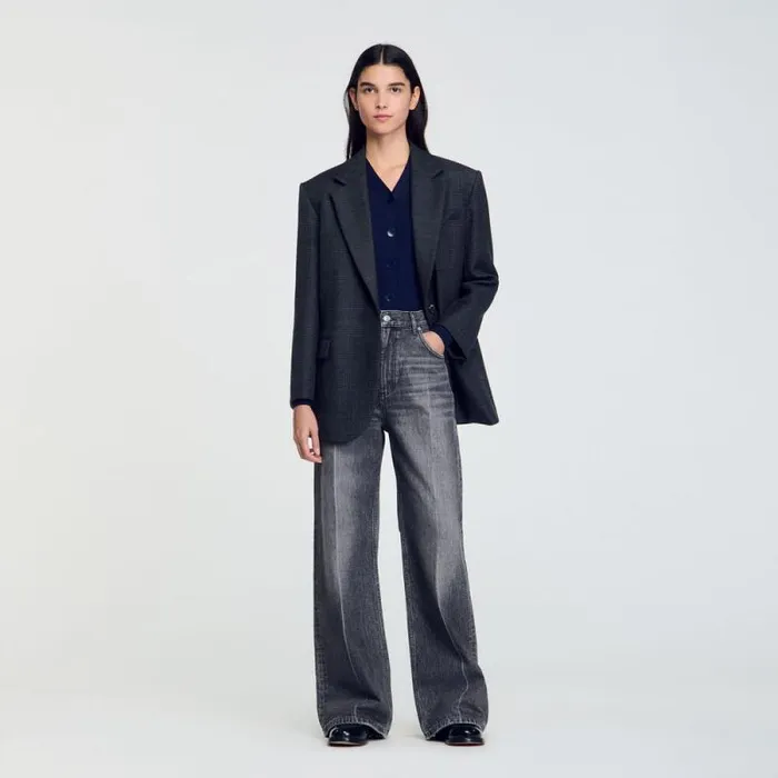 Sweaters and Cardigans Women SANDRO Rib Knit Cardigan Navy Blue