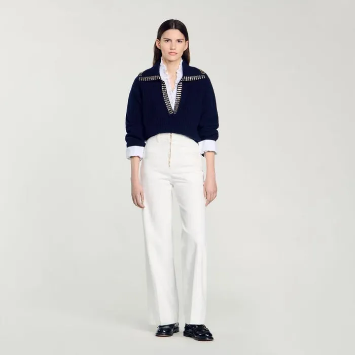 Sweaters and Cardigans Women SANDRO SailorNeck Sweater Navy Blue