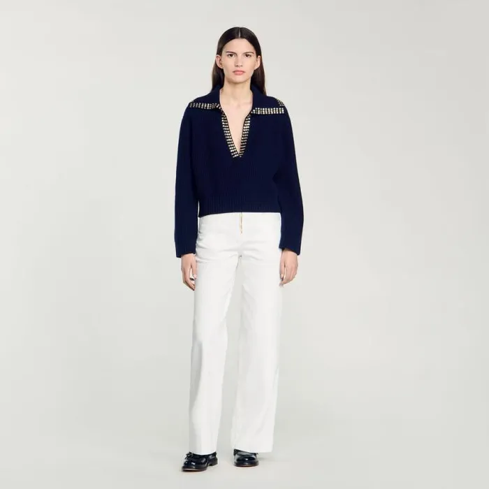 Sweaters and Cardigans Women SANDRO SailorNeck Sweater Navy Blue