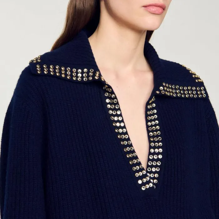 Sweaters and Cardigans Women SANDRO SailorNeck Sweater Navy Blue
