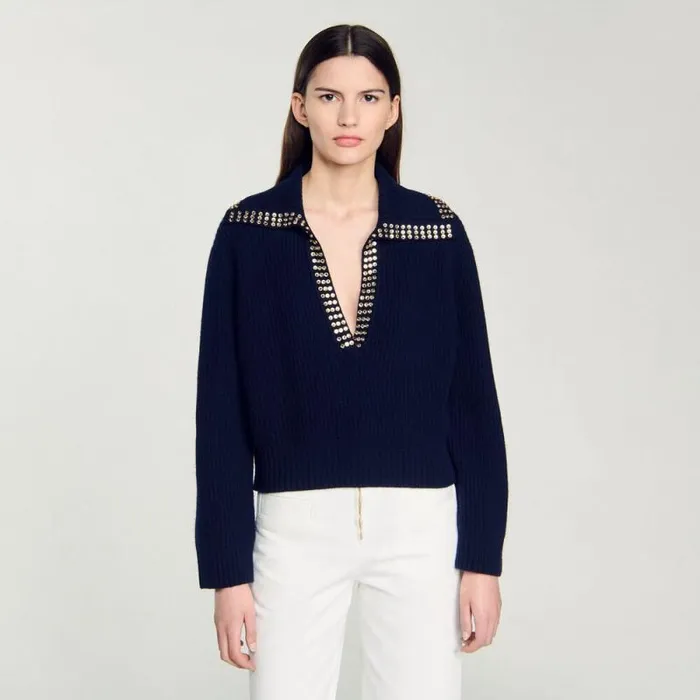 Sweaters and Cardigans Women SANDRO SailorNeck Sweater Navy Blue