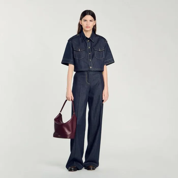 Swimwear MenWomen SANDRO Leather Bucket Bag TANGOSO Burgundy