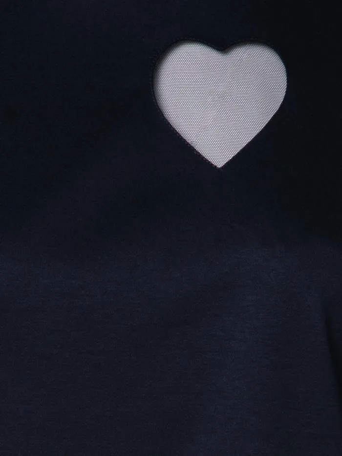 TShirt With Tulle Heart Insert Black Women Akris Tops