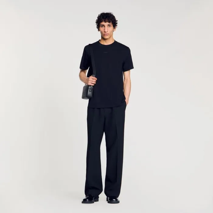 Tshirts and Polos Men SANDRO Cotton Tshirt With Logo Black