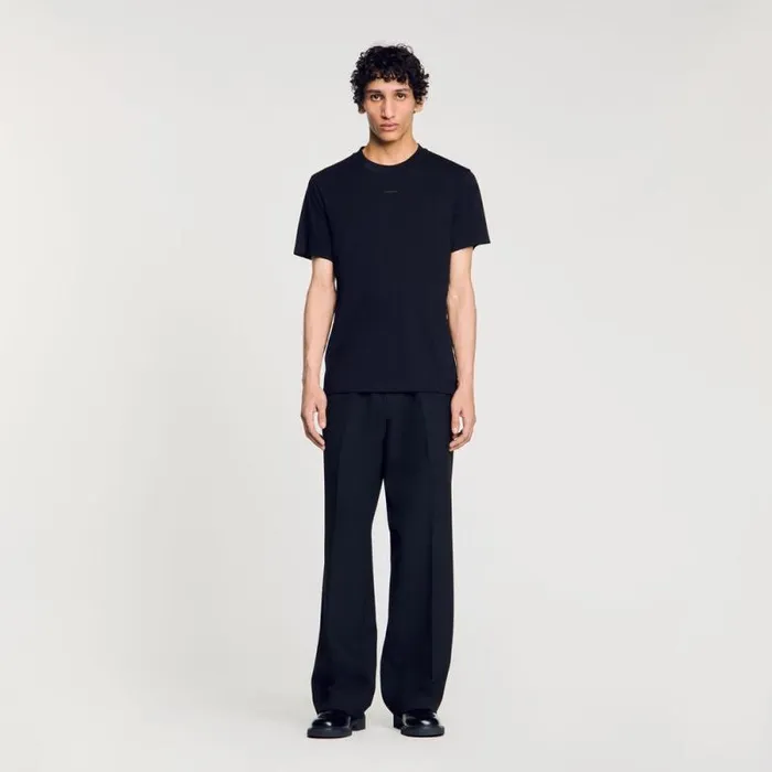 Tshirts and Polos Men SANDRO Cotton Tshirt With Logo Black
