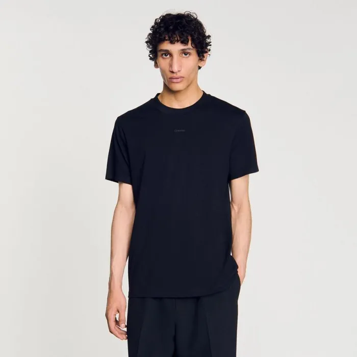 Tshirts and Polos Men SANDRO Cotton Tshirt With Logo Black