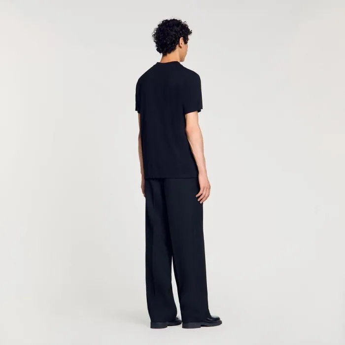Tshirts and Polos Men SANDRO Cotton Tshirt With Logo Black