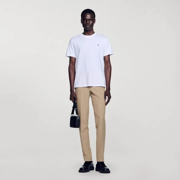 Tshirts and Polos Men SANDRO Tshirt With Square Cross Patch White
