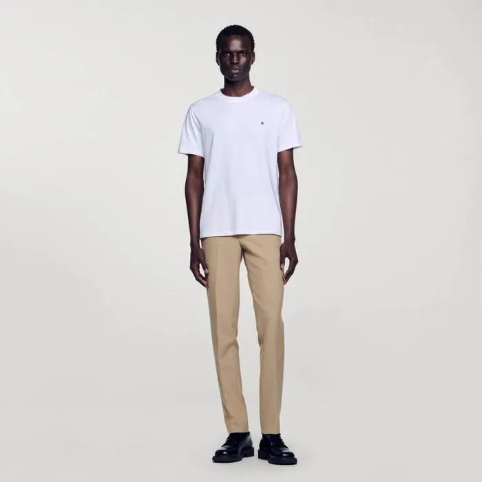 Tshirts and Polos Men SANDRO Tshirt With Square Cross Patch White