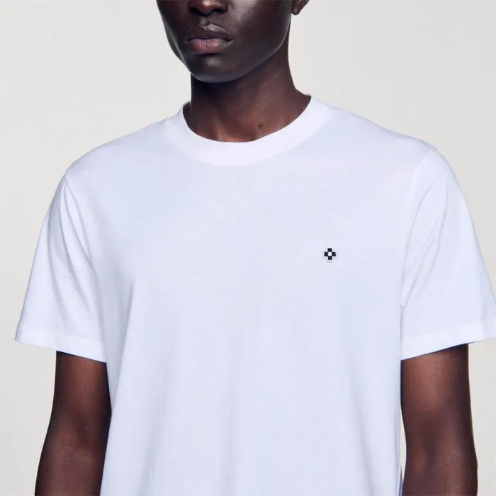 Tshirts and Polos Men SANDRO Tshirt With Square Cross Patch White