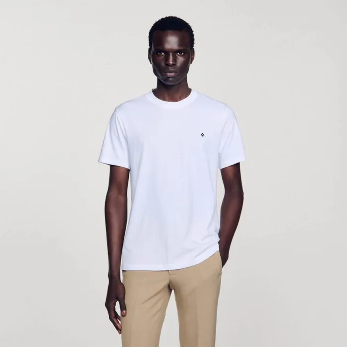 Tshirts and Polos Men SANDRO Tshirt With Square Cross Patch White