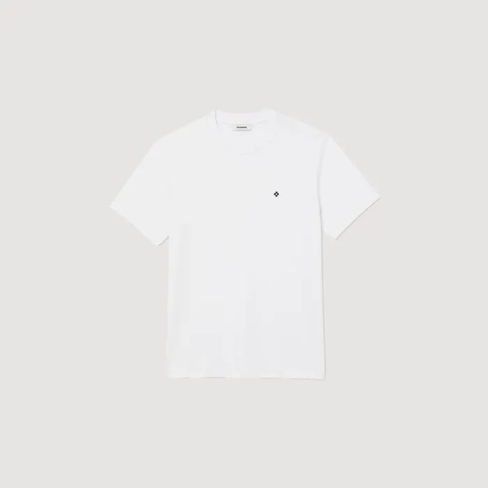 Tshirts and Polos Men SANDRO Tshirt With Square Cross Patch White