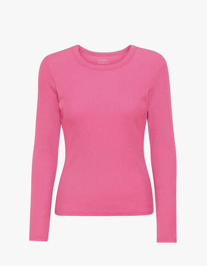 TShirts Women Organic Rib LS TShirt 8211 Bubblegum Pink Colorfulstandard Women