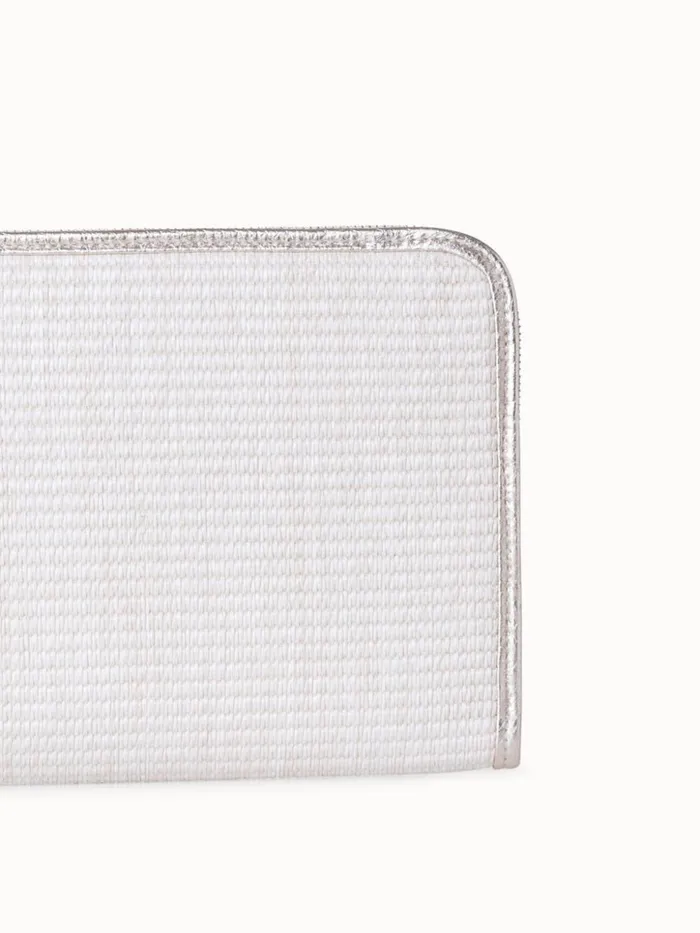 Tassel Pouch In Raffia And Leather Ecrustucco Women Akris Clutches