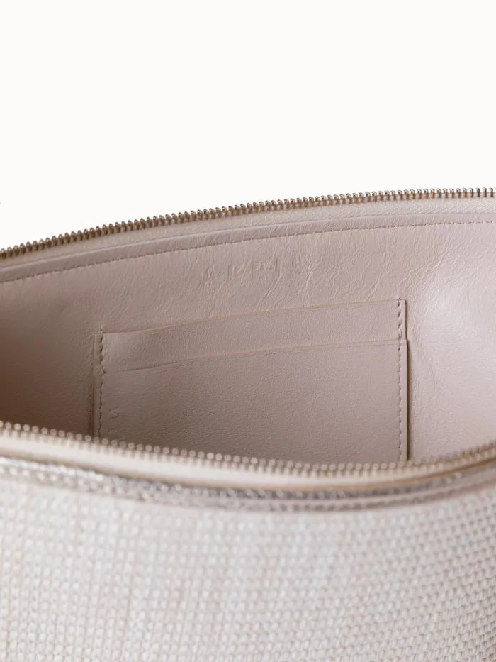 Tassel Pouch In Raffia And Leather Ecrustucco Women Akris Clutches