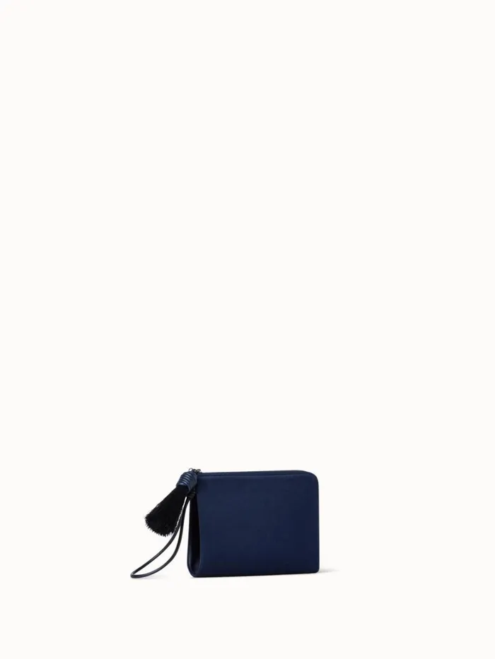 Tassel Pouch In Satin Fabric Denim Women Akris Clutches