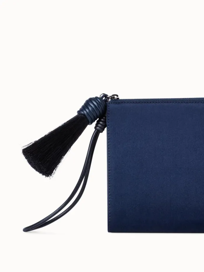 Tassel Pouch In Satin Fabric Denim Women Akris Clutches