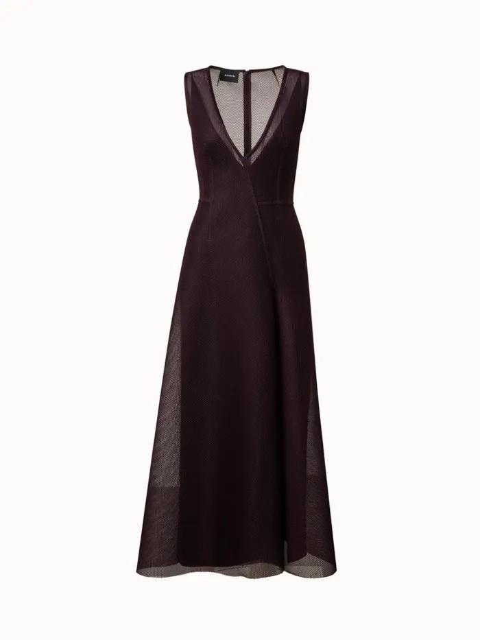 Techno Grid Midi Dress Blackberry Women Akris Dresses