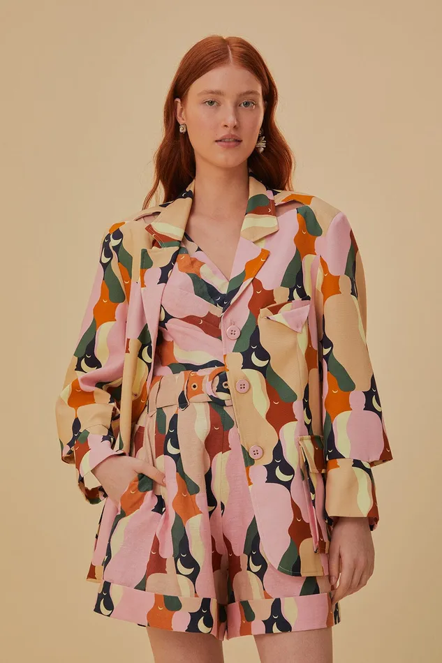 The Kiss Multicolor Cut Out Blazer Women Farm Rio Blazers