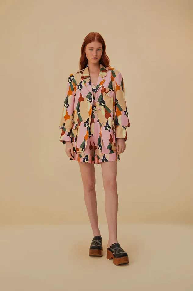 The Kiss Multicolor Cut Out Blazer Women Farm Rio Blazers