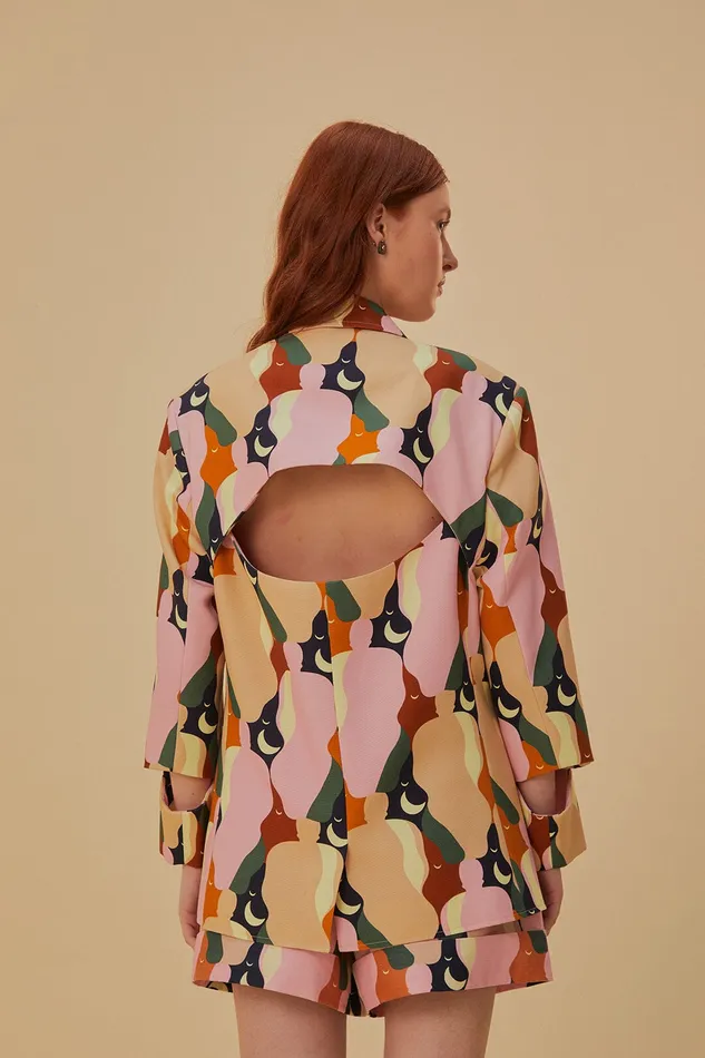 The Kiss Multicolor Cut Out Blazer Women Farm Rio Blazers