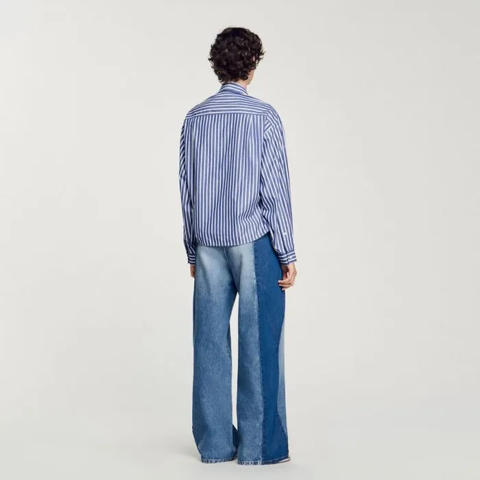 Tops and Shirts Women SANDRO Beaded Striped Shirt Blue