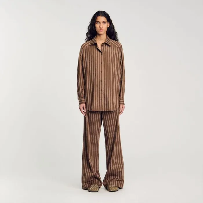 Tops and Shirts Women SANDRO Oversized Shirt Brown