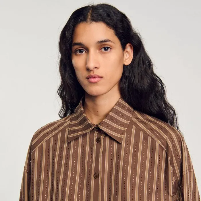 Tops and Shirts Women SANDRO Oversized Shirt Brown