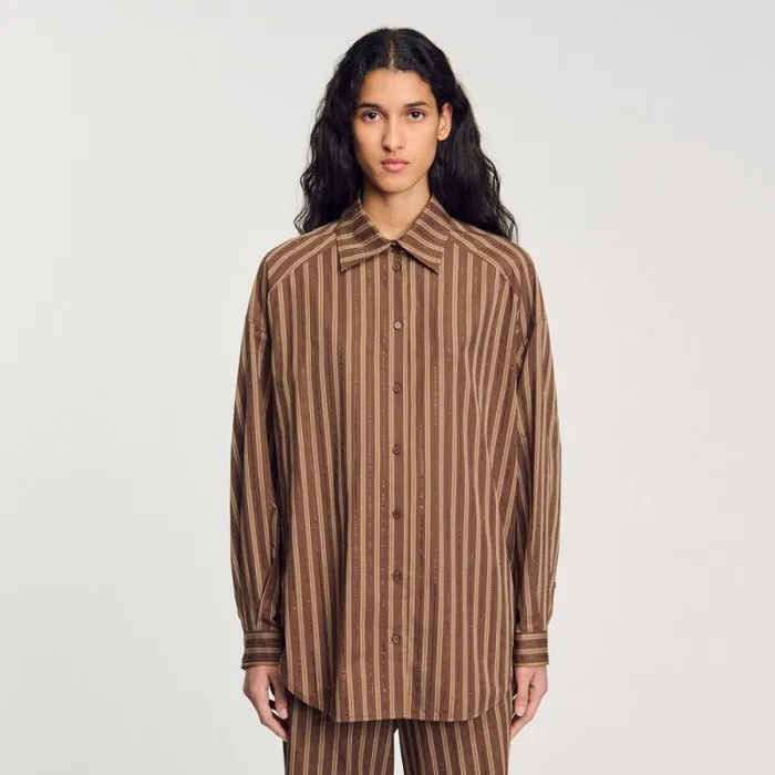 Tops and Shirts Women SANDRO Oversized Shirt Brown