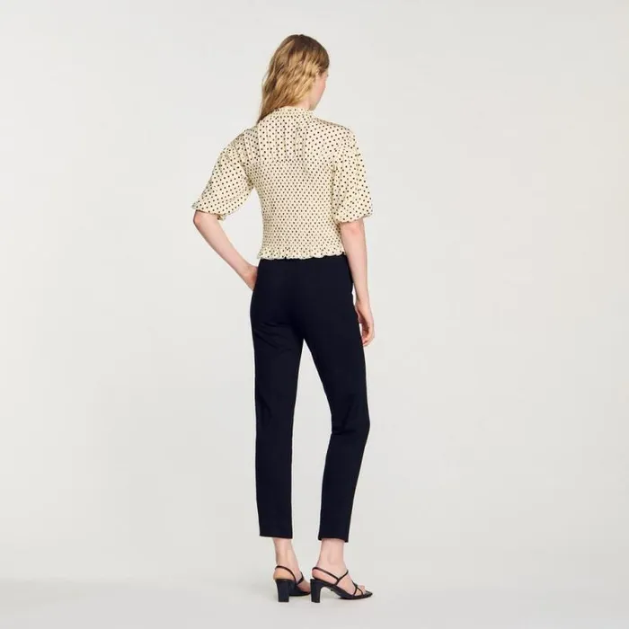 Tops and Shirts Women SANDRO Polka Dot TShirt Ecru Black