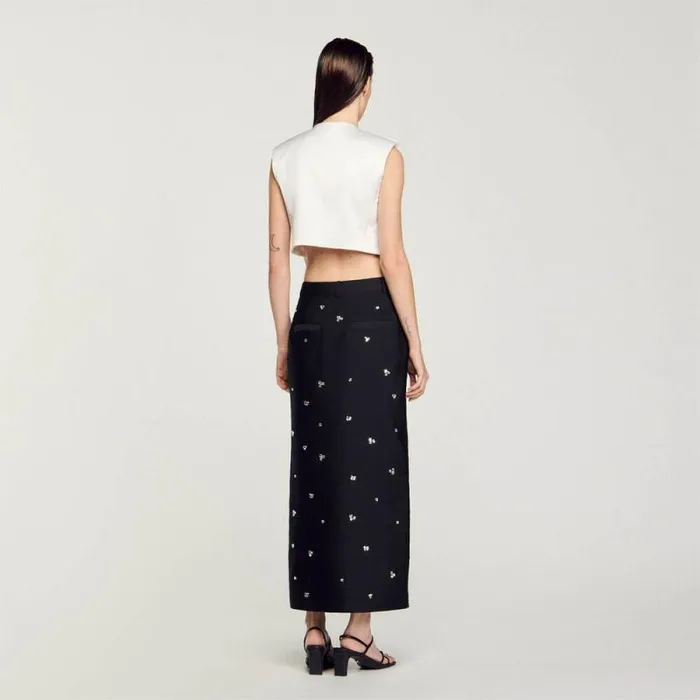 Tops and Shirts Women SANDRO SatinEffect Crop Top White