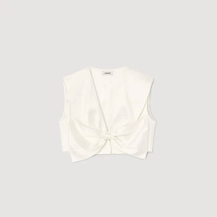 Tops and Shirts Women SANDRO SatinEffect Crop Top White