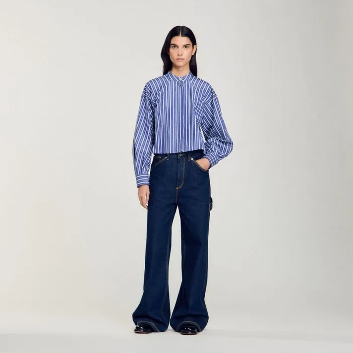 Tops and Shirts Women SANDRO Striped Shirt Blu White