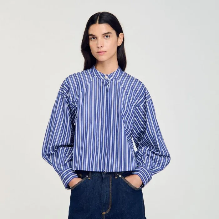 Tops and Shirts Women SANDRO Striped Shirt Blu White
